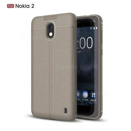 Luxury Auto Focus Litchi Texture Silicone TPU Back Cover for Nokia 2 - Gray