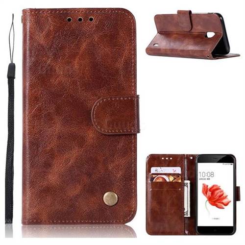 Luxury Retro Leather Wallet Case for Nokia 2 - Brown