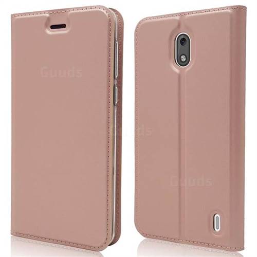 Ultra Slim Card Magnetic Automatic Suction Leather Wallet Case for Nokia 2 - Rose Gold