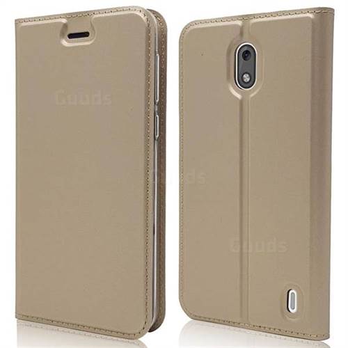 Ultra Slim Card Magnetic Automatic Suction Leather Wallet Case for Nokia 2 - Champagne