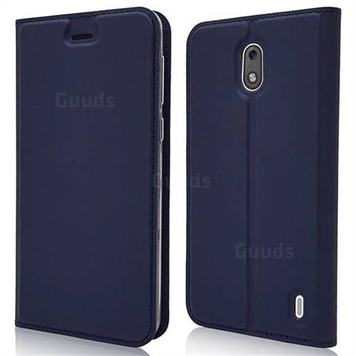 Ultra Slim Card Magnetic Automatic Suction Leather Wallet Case for Nokia 2 - Royal Blue