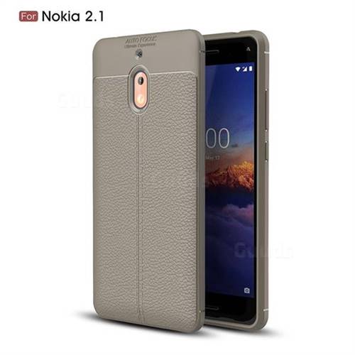 Luxury Auto Focus Litchi Texture Silicone TPU Back Cover for Nokia 2.1 - Gray