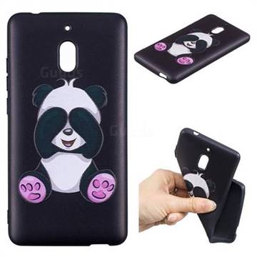 Lovely Panda 3D Embossed Relief Black Soft Back Cover for Nokia 2.1