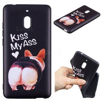 Lovely Pig Ass 3D Embossed Relief Black Soft Back Cover for Nokia 2.1