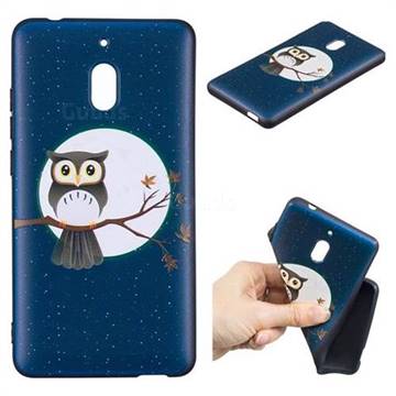 Moon and Owl 3D Embossed Relief Black Soft Back Cover for Nokia 2.1