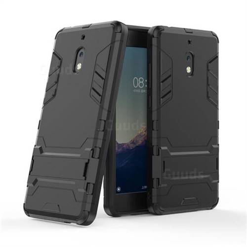 Armor Premium Tactical Grip Kickstand Shockproof Dual Layer Rugged Hard Cover for Nokia 2.1 - Black