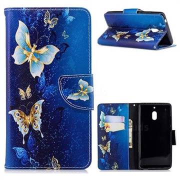 Golden Butterflies Leather Wallet Case for Nokia 2.1