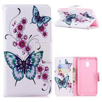 Peach Butterflies Leather Wallet Case for Nokia 2.1