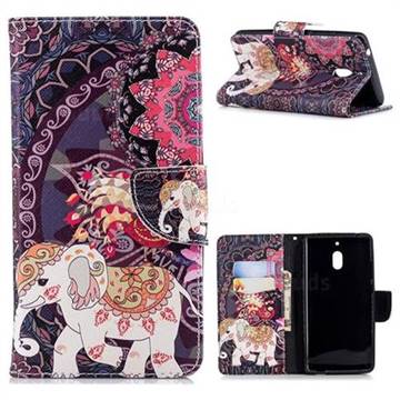 Totem Flower Elephant Leather Wallet Case for Nokia 2.1