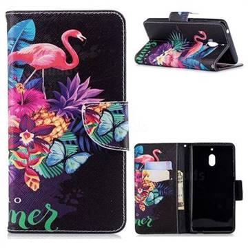 Flowers Flamingos Leather Wallet Case for Nokia 2.1