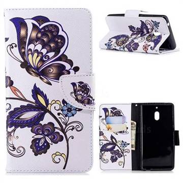 Butterflies and Flowers Leather Wallet Case for Nokia 2.1