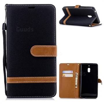 Jeans Cowboy Denim Leather Wallet Case for Nokia 2.1 - Black