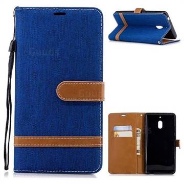 Jeans Cowboy Denim Leather Wallet Case for Nokia 2.1 - Sapphire