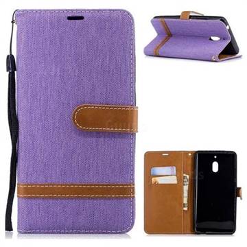 Jeans Cowboy Denim Leather Wallet Case for Nokia 2.1 - Purple