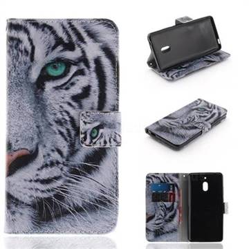 White Tiger PU Leather Wallet Case for Nokia 2.1