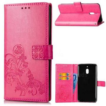 Embossing Imprint Four-Leaf Clover Leather Wallet Case for Nokia 2.1 - Rose