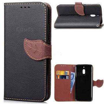 Leaf Buckle Litchi Leather Wallet Phone Case for Nokia 2.1 - Black
