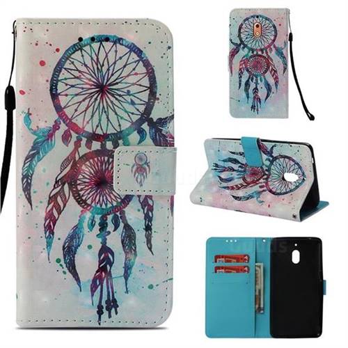 ColorDrops Wind Chimes 3D Painted Leather Wallet Case for Nokia 2.1