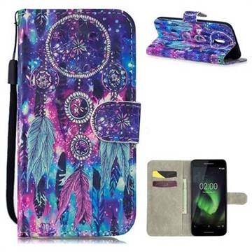 Star Wind Chimes 3D Painted Leather Wallet Phone Case for Nokia 2.1