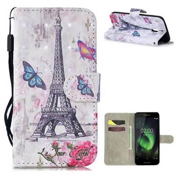 Paris Tower 3D Painted Leather Wallet Phone Case for Nokia 2.1