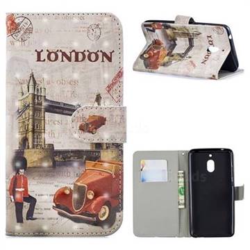 Retro London 3D Painted Leather Phone Wallet Case for Nokia 2.1