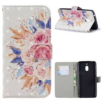 Rose Flowers 3D Painted Leather Phone Wallet Case for Nokia 2.1