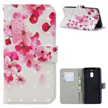 Red Flower 3D Painted Leather Phone Wallet Case for Nokia 2.1