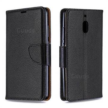 Classic Luxury Litchi Leather Phone Wallet Case for Nokia 2.1 - Black