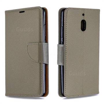 Classic Luxury Litchi Leather Phone Wallet Case for Nokia 2.1 - Gray