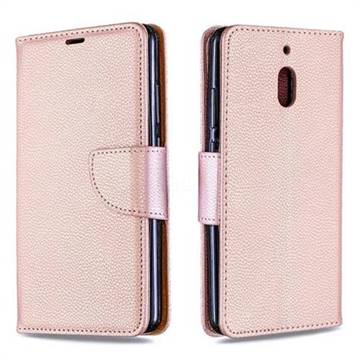 Classic Luxury Litchi Leather Phone Wallet Case for Nokia 2.1 - Golden