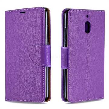 Classic Luxury Litchi Leather Phone Wallet Case for Nokia 2.1 - Purple