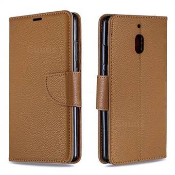 Classic Luxury Litchi Leather Phone Wallet Case for Nokia 2.1 - Brown