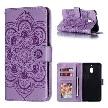 Intricate Embossing Datura Solar Leather Wallet Case for Nokia 2.1 - Purple