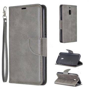 Classic Sheepskin PU Leather Phone Wallet Case for Nokia 2.1 - Gray