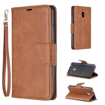 Classic Sheepskin PU Leather Phone Wallet Case for Nokia 2.1 - Brown