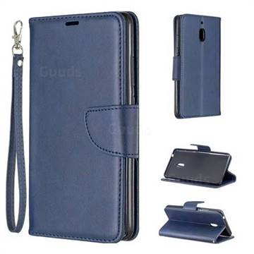 Classic Sheepskin PU Leather Phone Wallet Case for Nokia 2.1 - Blue