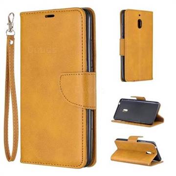 Classic Sheepskin PU Leather Phone Wallet Case for Nokia 2.1 - Yellow