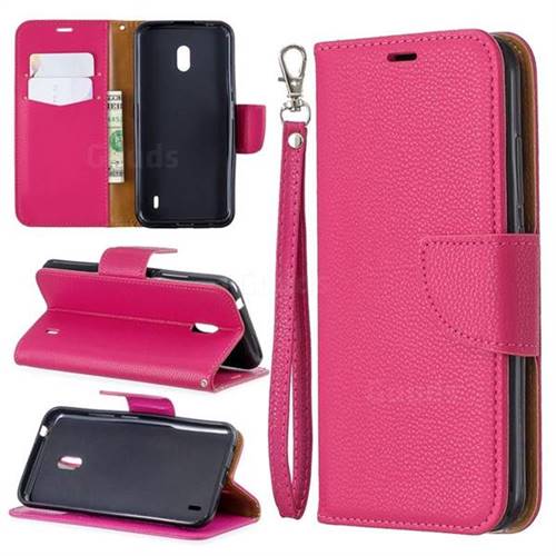 Classic Luxury Litchi Leather Phone Wallet Case for Nokia 2.2 - Rose