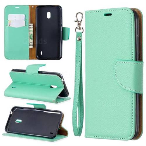 Classic Luxury Litchi Leather Phone Wallet Case for Nokia 2.2 - Green