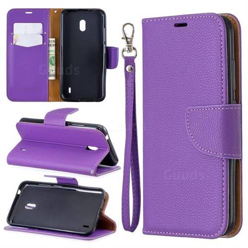 Classic Luxury Litchi Leather Phone Wallet Case for Nokia 2.2 - Purple