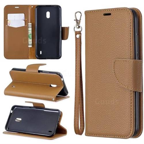 Classic Luxury Litchi Leather Phone Wallet Case for Nokia 2.2 - Brown