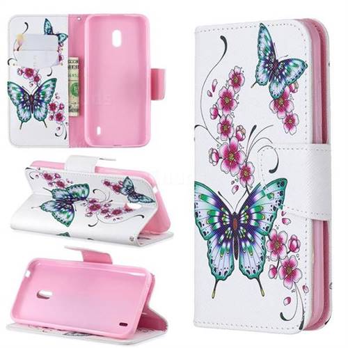 Peach Butterflies Leather Wallet Case for Nokia 2.2
