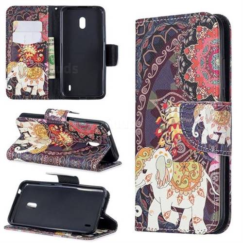 Totem Flower Elephant Leather Wallet Case for Nokia 2.2