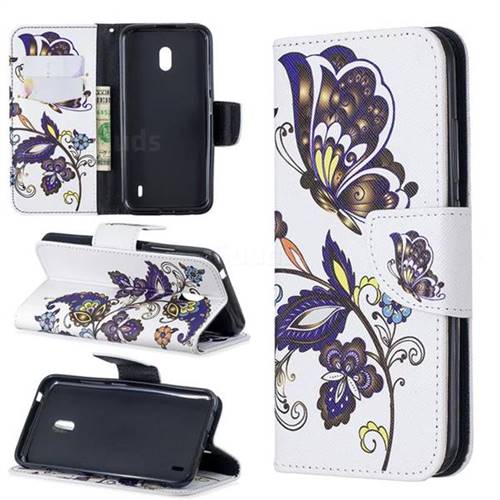 Butterflies and Flowers Leather Wallet Case for Nokia 2.2