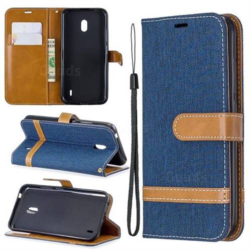 Jeans Cowboy Denim Leather Wallet Case for Nokia 2.2 - Dark Blue