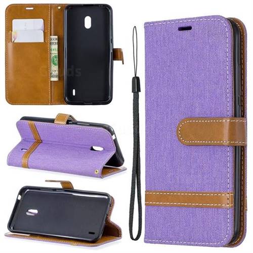 Jeans Cowboy Denim Leather Wallet Case for Nokia 2.2 - Purple