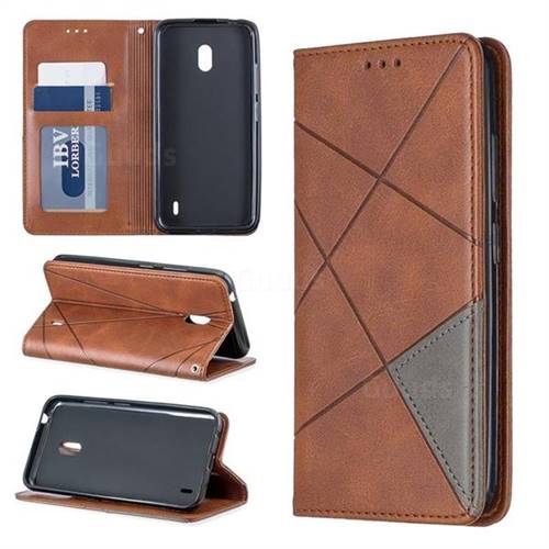 Prismatic Slim Magnetic Sucking Stitching Wallet Flip Cover for Nokia 2.2 - Brown