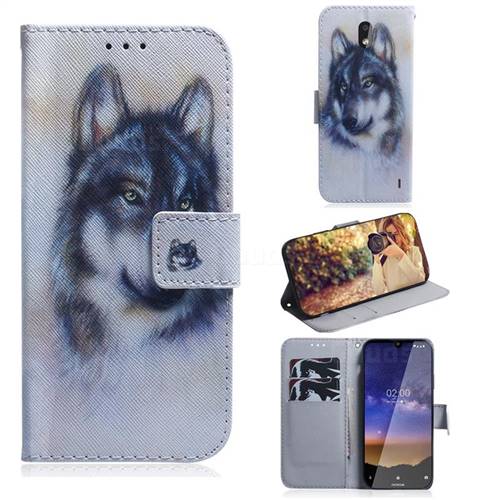 Snow Wolf PU Leather Wallet Case for Nokia 2.2