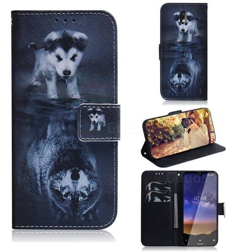 Wolf and Dog PU Leather Wallet Case for Nokia 2.2