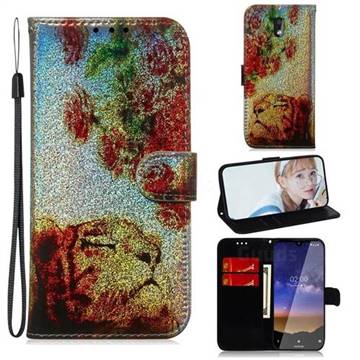 Tiger Rose Laser Shining Leather Wallet Phone Case for Nokia 2.2